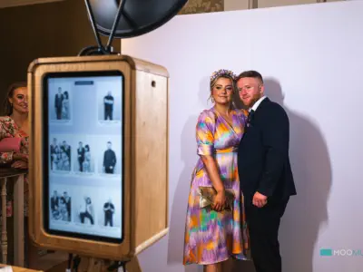 Guests using the icon photo booth